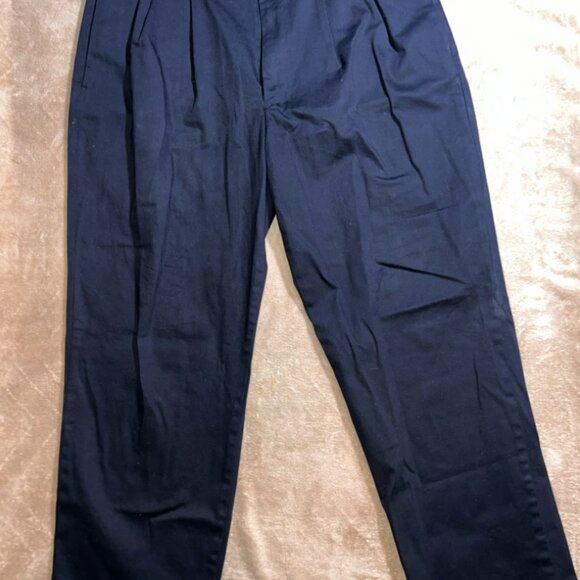 Docker Khakis Men 36x30 Black Flat Straight Fit Pleated Dress Pant‎ (E) - Picture 1 of 5